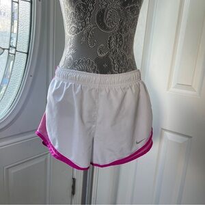 Nike White and Pink Athletic Shorts Lightweight Breathable Design